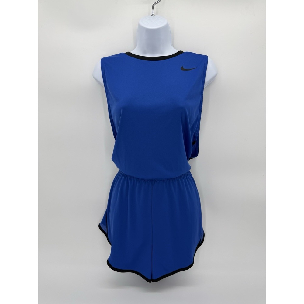 Nike Dri-Fit Open Back Athletic Running Romper Size Large Royal Blue Workout